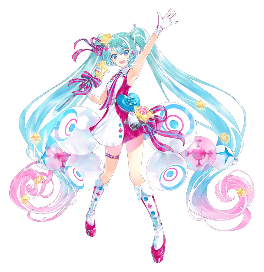 hatsune miku and magical mirai miku (vocaloid and 2 more) drawn by kei_(keigarou)
