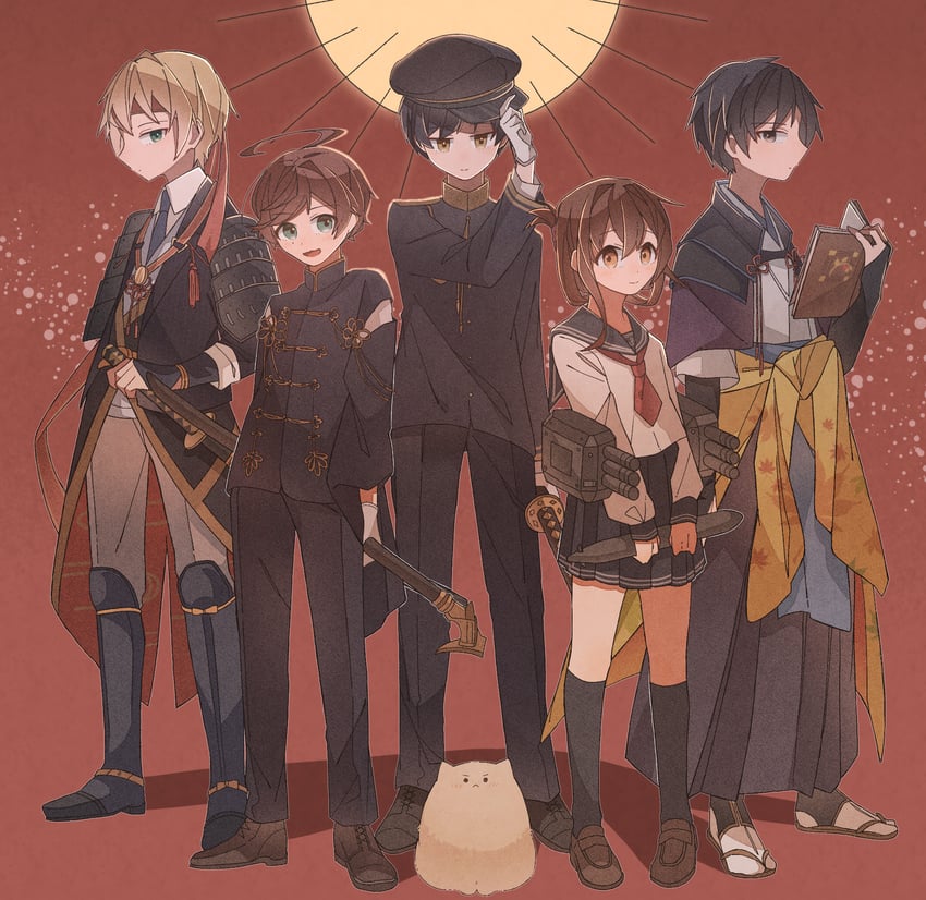 inazuma, japan, yamanbagiri kunihiro, tokuda shusei, and hirobumi itou (kantai collection and 4 more) drawn by unagiyosenabe