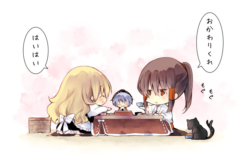 hakurei reimu, kirisame marisa, kaenbyou rin, and sukuna shinmyoumaru (touhou) drawn by piyokichi