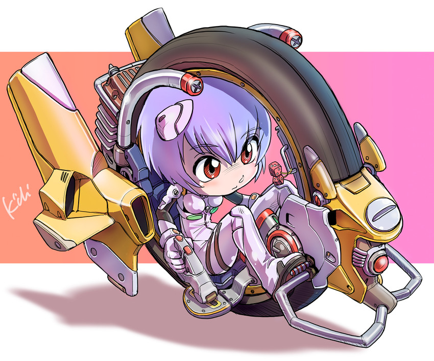 ayanami rei and eva 00 (neon genesis evangelion) drawn by kiichi