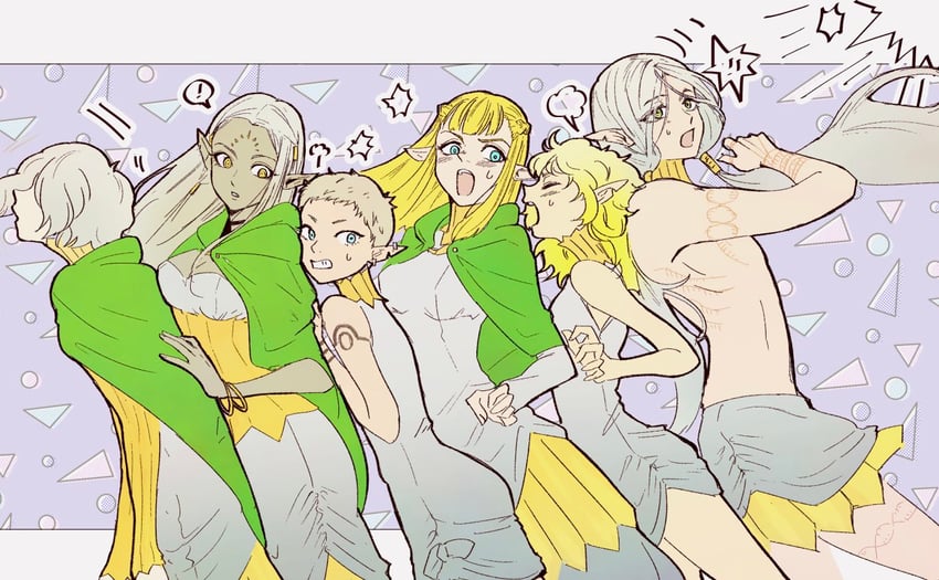 mithrun, fleki, lycion, pattadol, cithis, and 1 more (dungeon meshi) drawn by ijymh