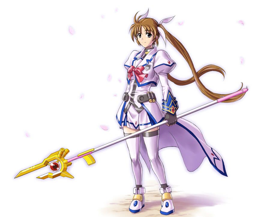 takamachi nanoha and raising heart (lyrical nanoha and 1 more) drawn by g-tetsu