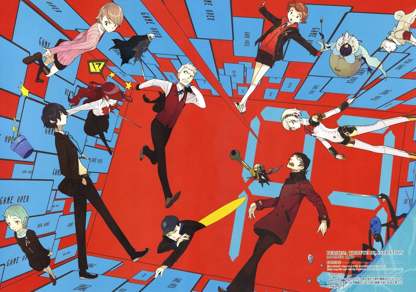 yuuki makoto, aigis, takeba yukari, kirijou mitsuru, yamagishi fuuka, and 6 more (persona and 1 more) drawn by pako_(pakosun)
