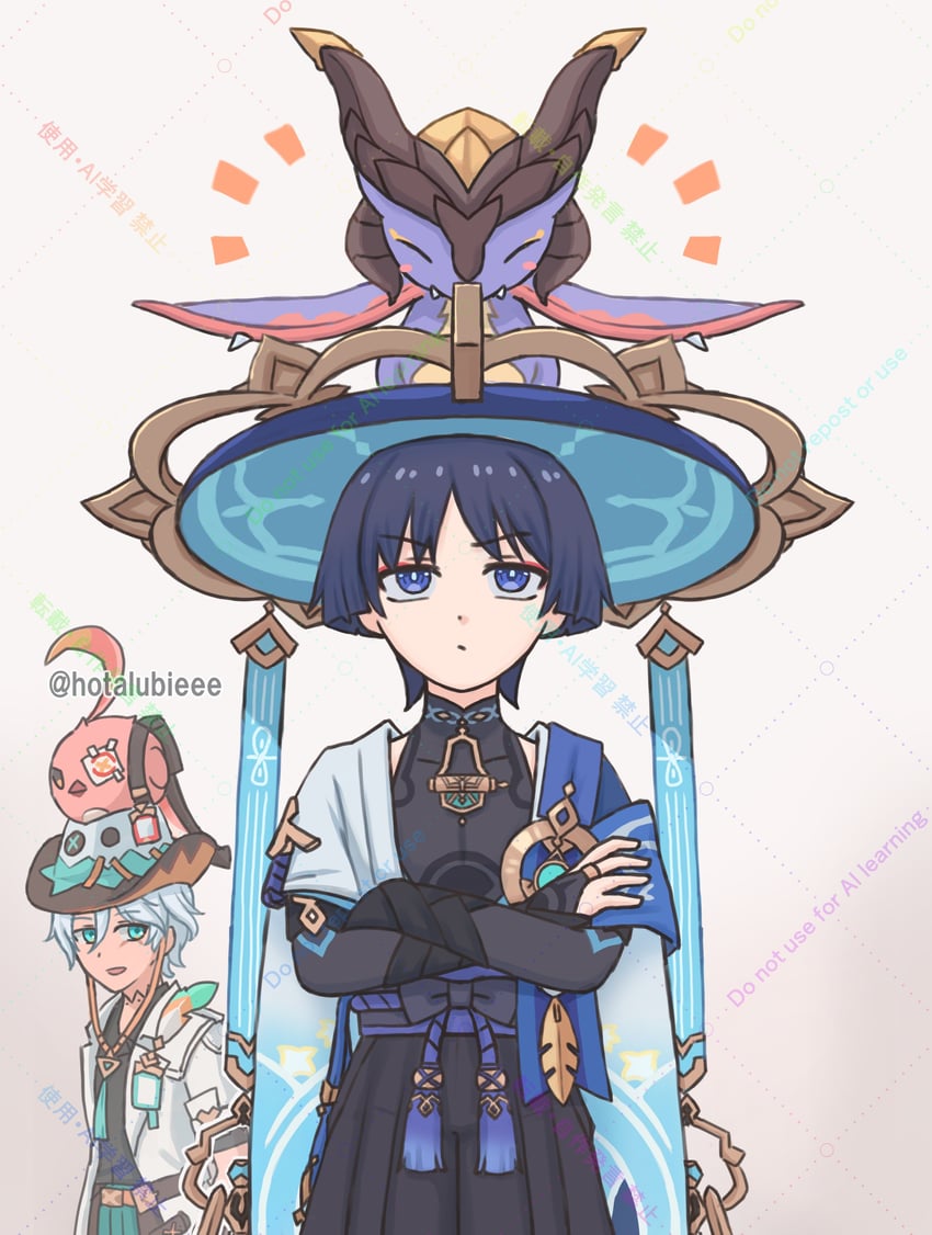 scaramouche, wanderer, mini durin, ifa, and cacucu (genshin impact) drawn by hotarubi_(hotarubie)