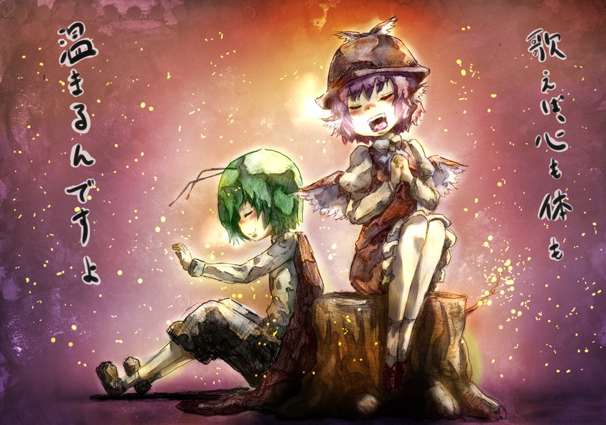 mystia lorelei and wriggle nightbug (touhou) drawn by yashijin