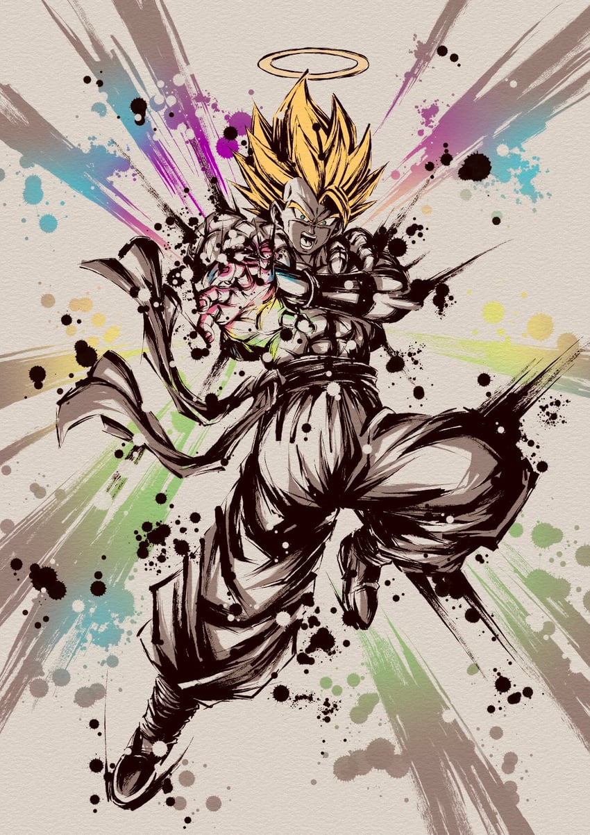 gogeta (dragon ball and 2 more) drawn by spmjg7