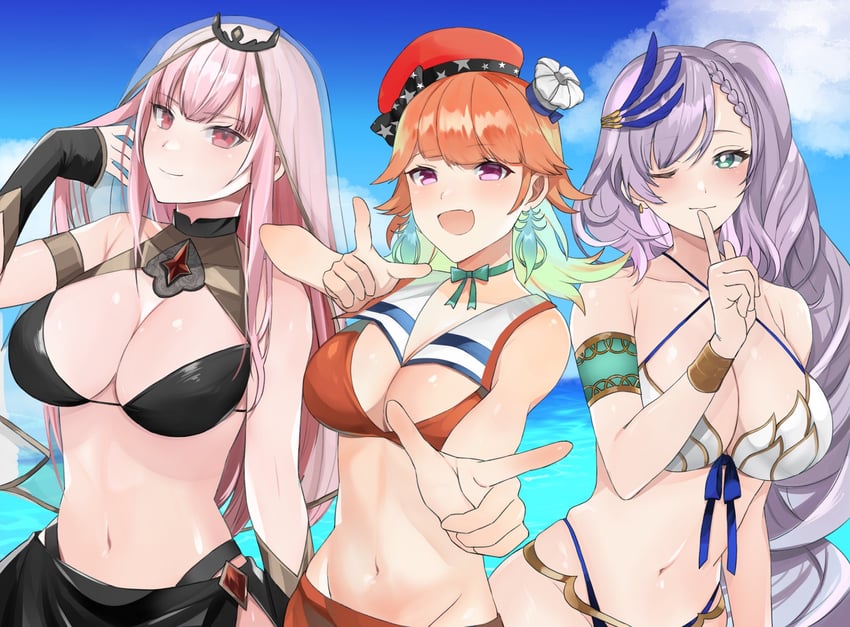 mori calliope, takanashi kiara, and pavolia reine (hololive and 2 more) drawn by toriniku_senshi_chikinman