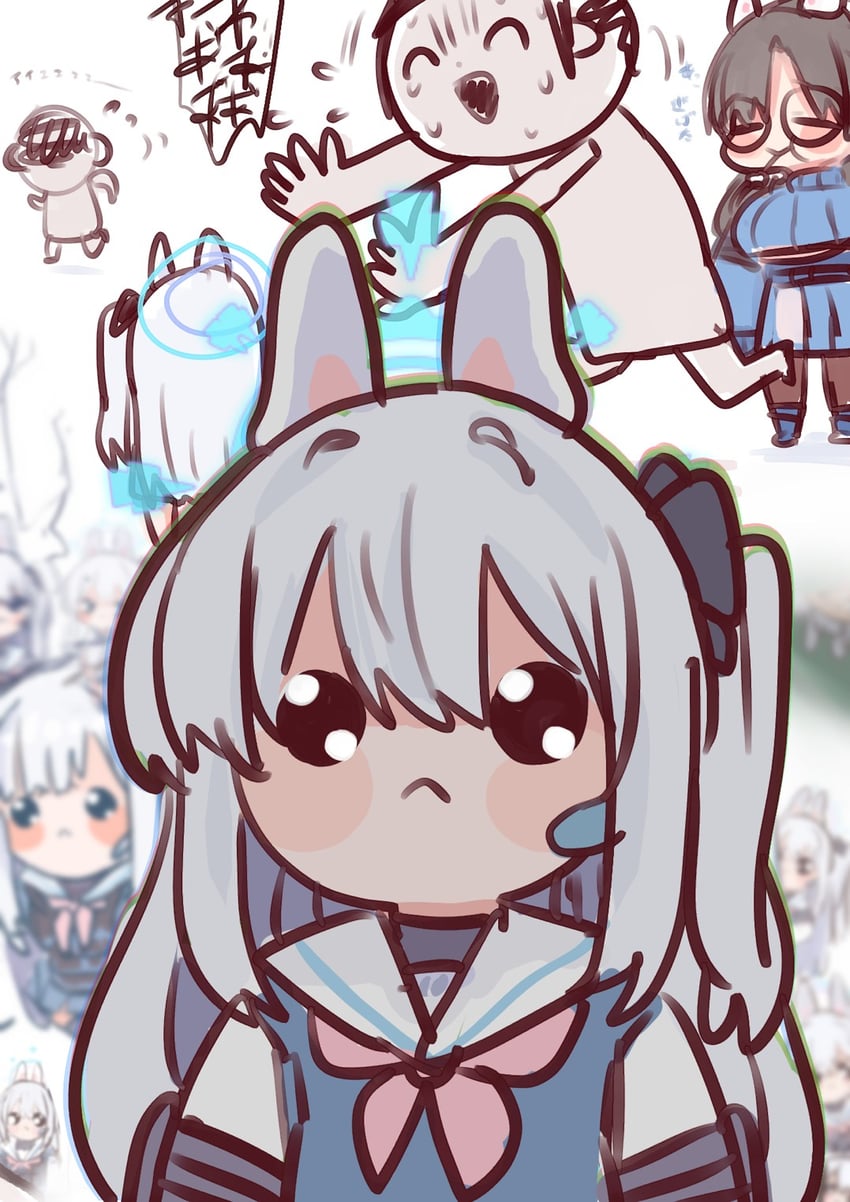 sensei, doodle sensei, miyako, and moe (blue archive) drawn by shiming_liangjing