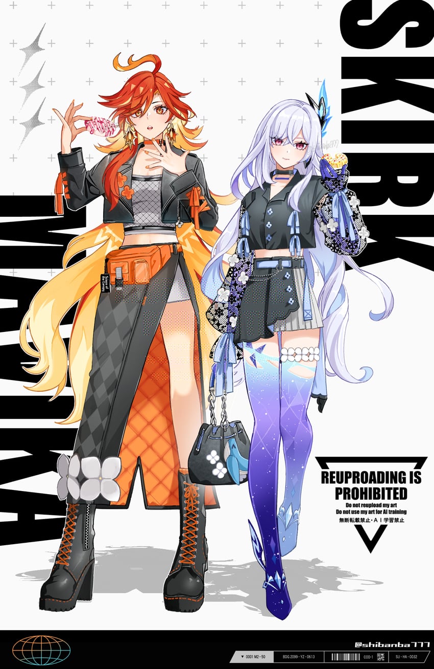 mavuika and skirk (genshin impact) drawn by shiba_(tonari_no_shiba_inu)