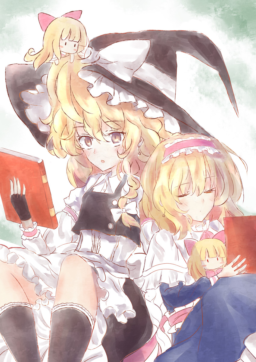 kirisame marisa, alice margatroid, and shanghai doll (touhou) drawn by acoco