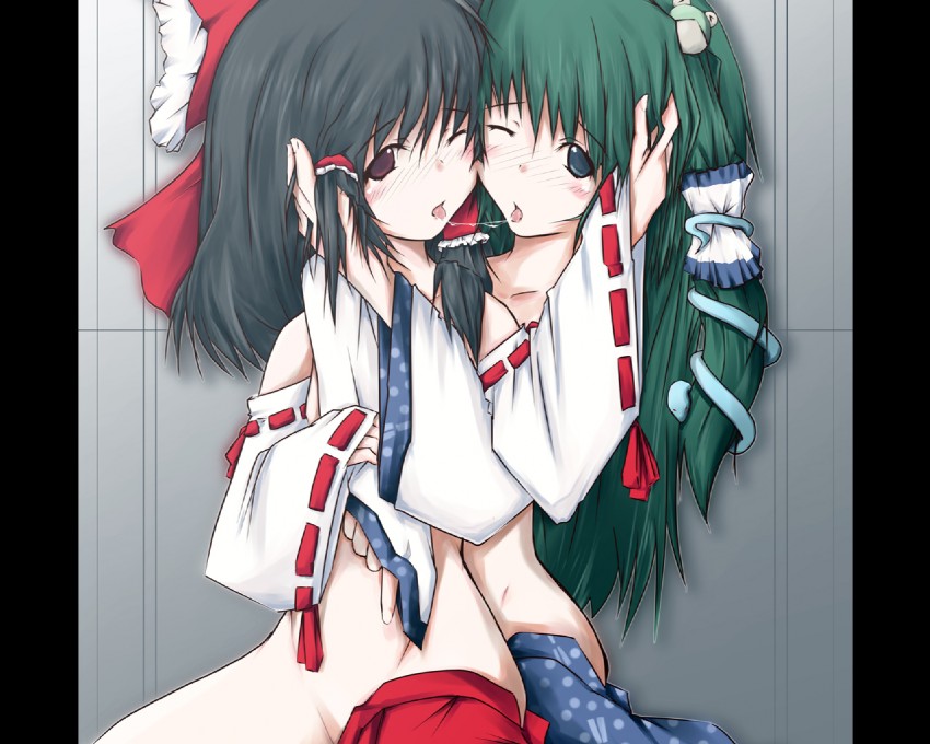 hakurei reimu and kochiya sanae (touhou) drawn by natsume_riu