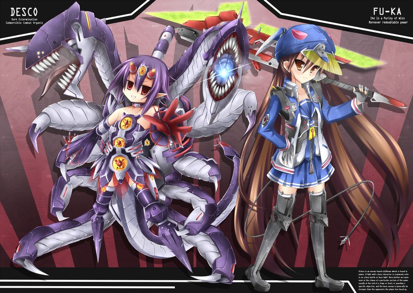 kazamatsuri fuuka and desco (disgaea and 1 more) drawn by kuragari