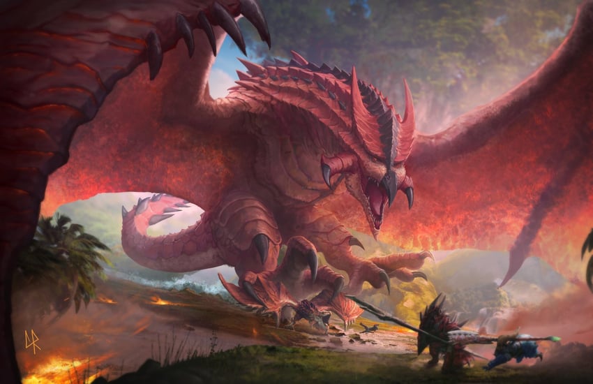 monster hunter, rathalos, and rodan (monster hunter and 3 more) drawn by chipyray