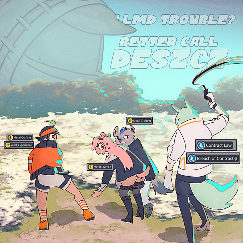 doctor, gravel, spot, proviso, and bryophyta (arknights) drawn by prouxtato