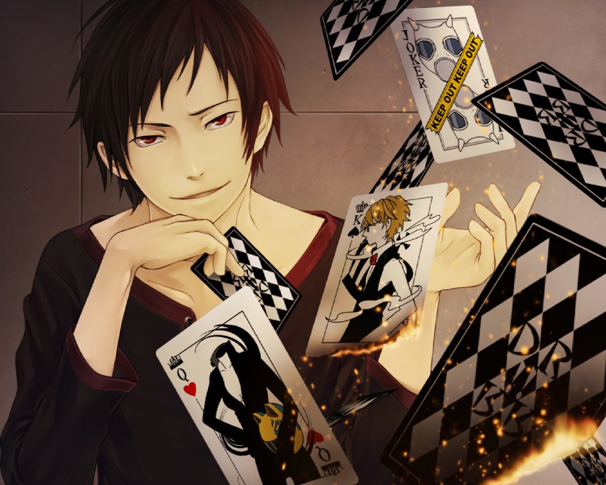 orihara izaya, heiwajima shizuo, celty sturluson, and kishitani shingen (durarara!!) drawn by yamano_(koisick)