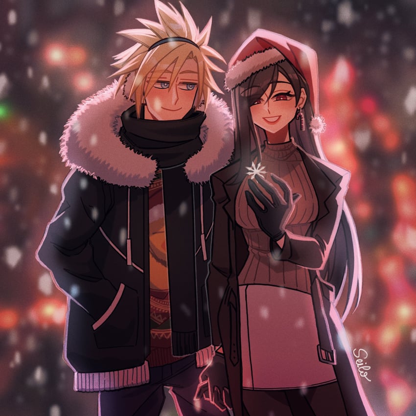 tifa lockhart and cloud strife (final fantasy and 2 more) drawn by seilidare
