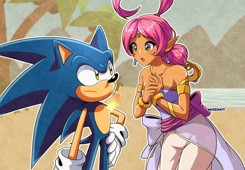 sonic the hedgehog and shahra (sonic and 1 more) drawn by risziarts