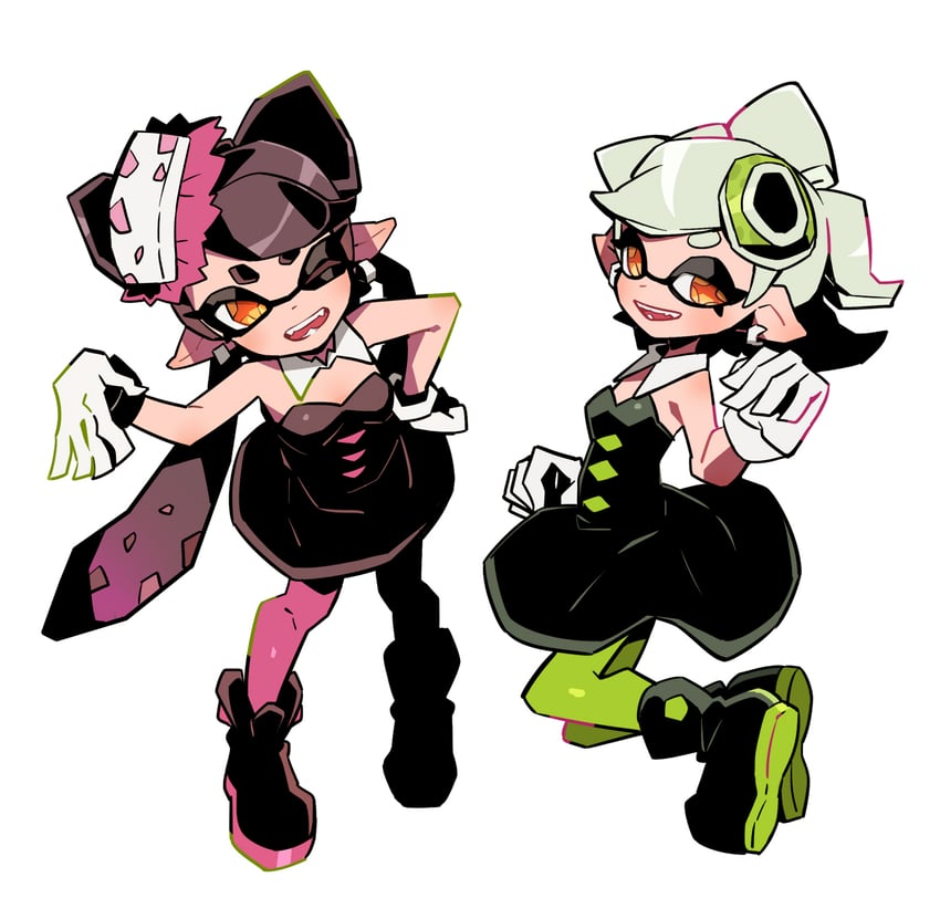 callie and marie (splatoon and 1 more) drawn by keijou_(cave)