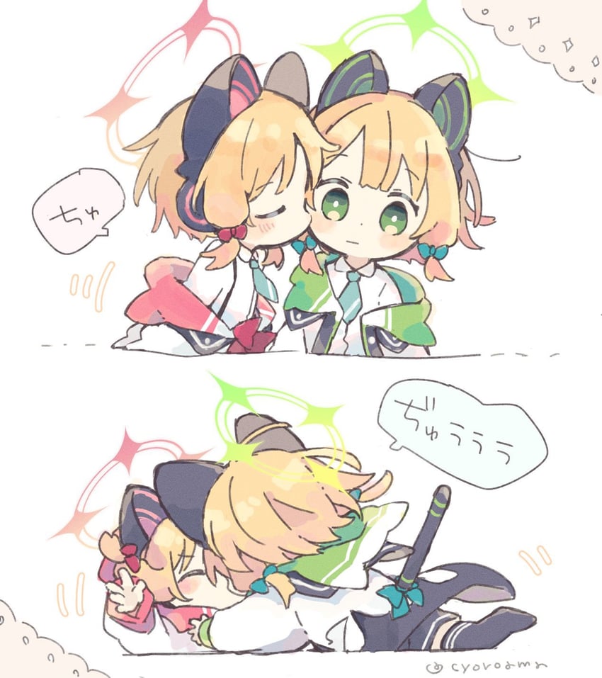 momoi and midori (blue archive) drawn by naguru_(cyoroama)
