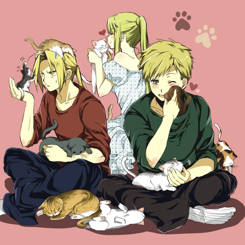 edward elric, alphonse elric, and winry rockbell (fullmetal alchemist) drawn by mitsu_yomogi