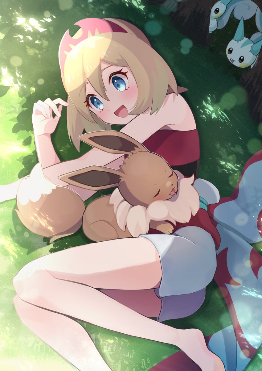 eevee, irida, and pachirisu (pokemon and 1 more) drawn by haru_(haruxxe)