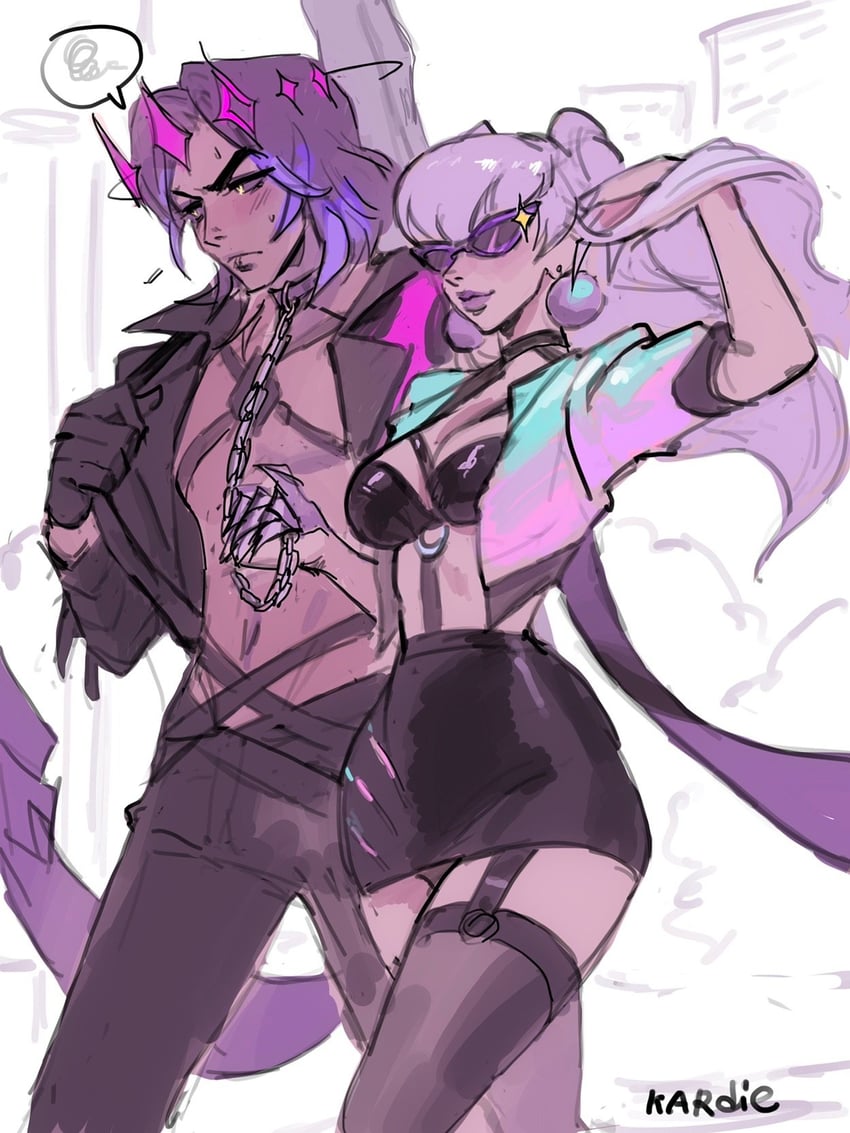 evelynn, k/da all out evelynn, and viego (league of legends) drawn by kardie