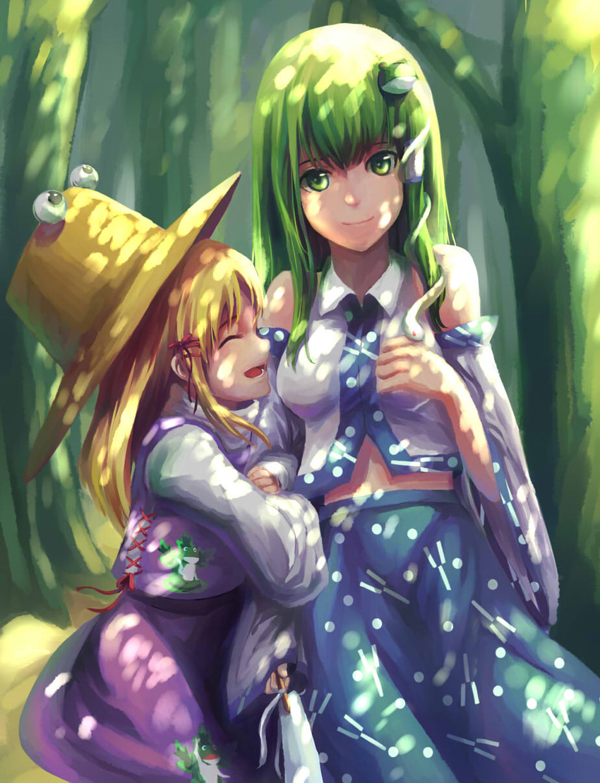 kochiya sanae and moriya suwako (touhou) drawn by zuo_xiang_liang