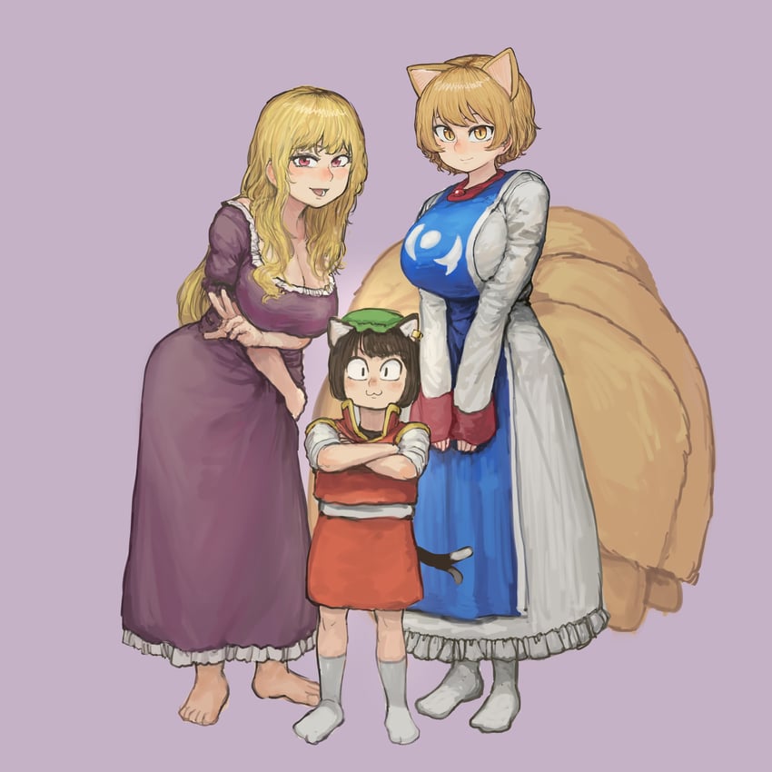 yakumo yukari, yakumo ran, and chen (touhou) drawn by chanta_(ayatakaoisii)
