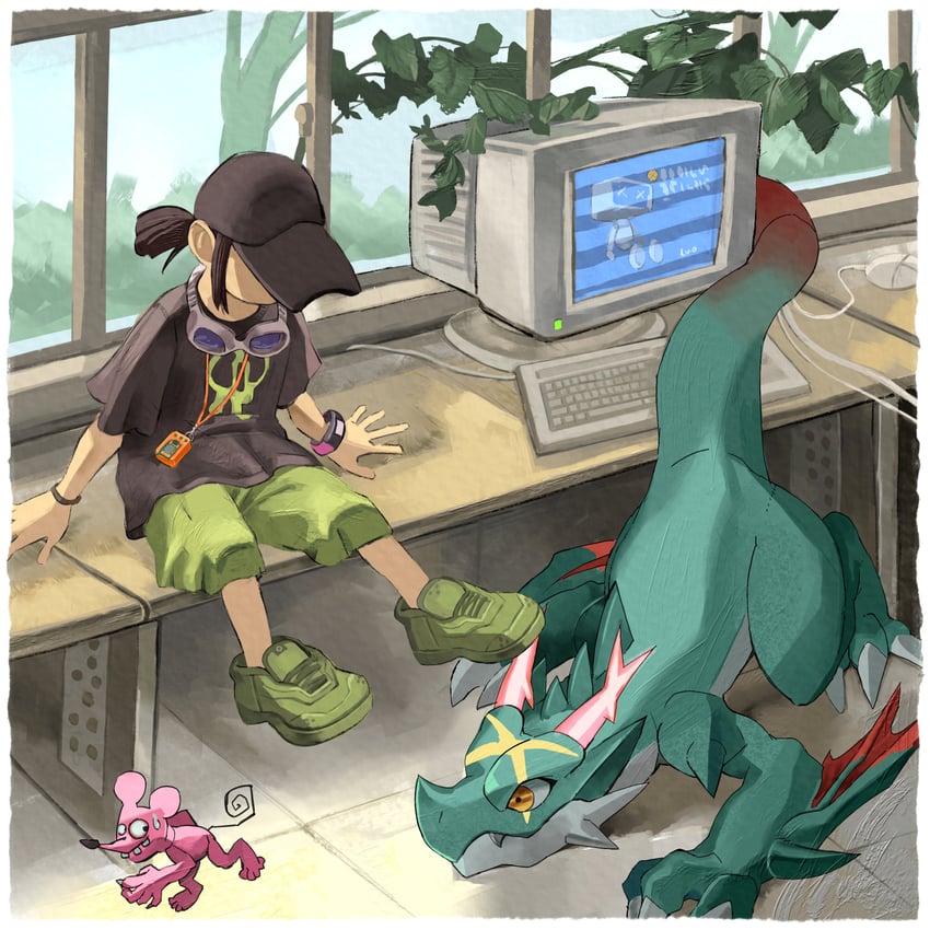 dracomon, tyumon, and dracomon x-antibody (digimon) drawn by level-00