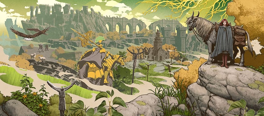 melina, torrent, and tree sentinel (elden ring and 1 more) drawn by luis_melo