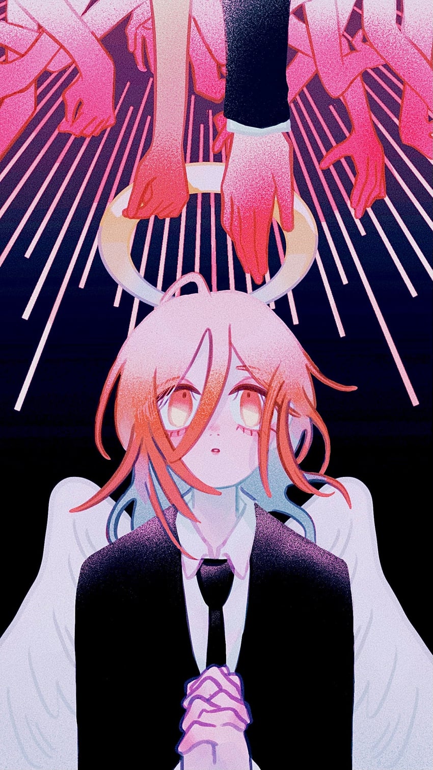 hayakawa aki and angel devil (chainsaw man) drawn by kumanooppo