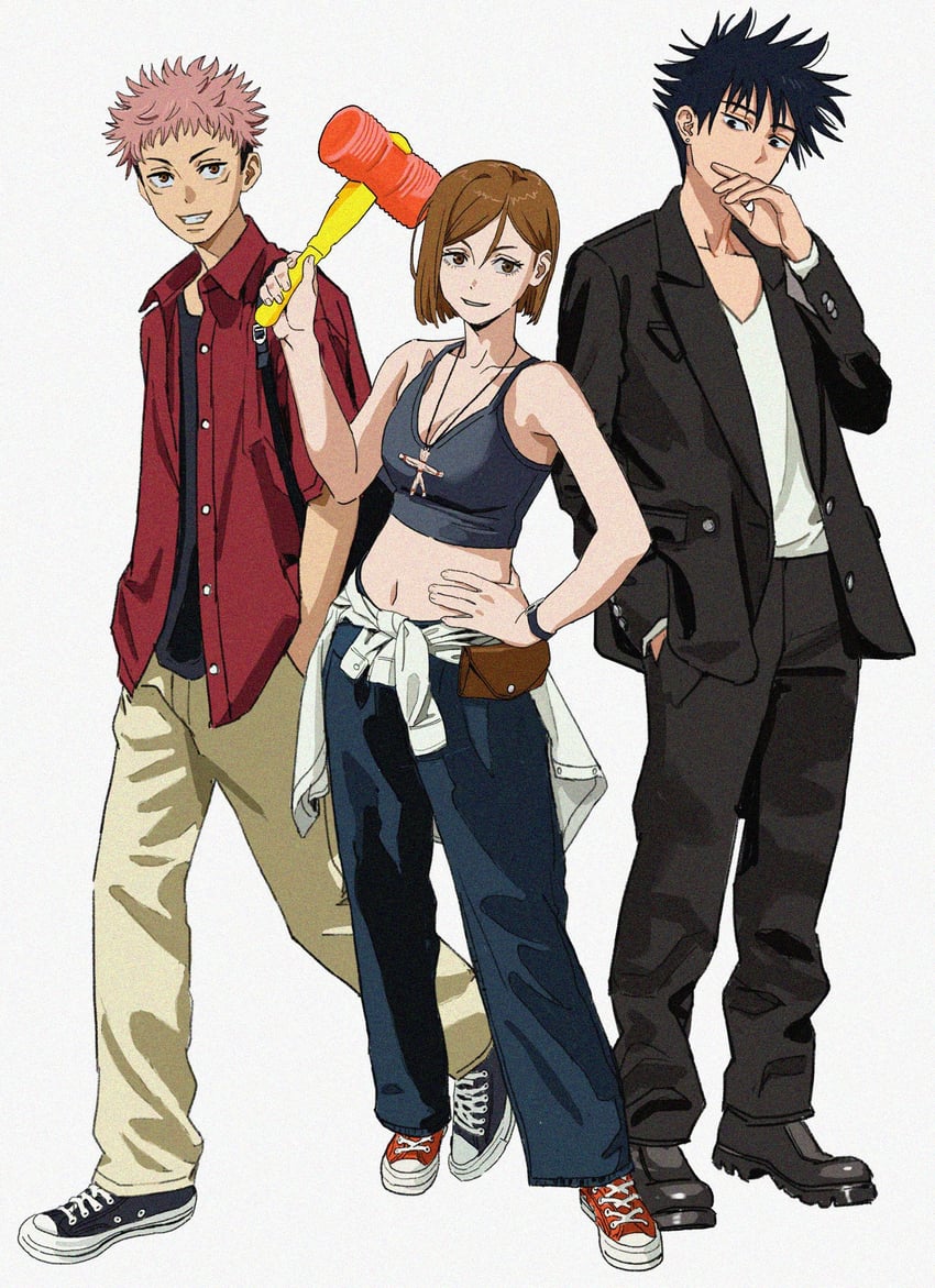 itadori yuuji, fushiguro megumi, and kugisaki nobara (jujutsu kaisen) drawn by shiren_(ourboy83)