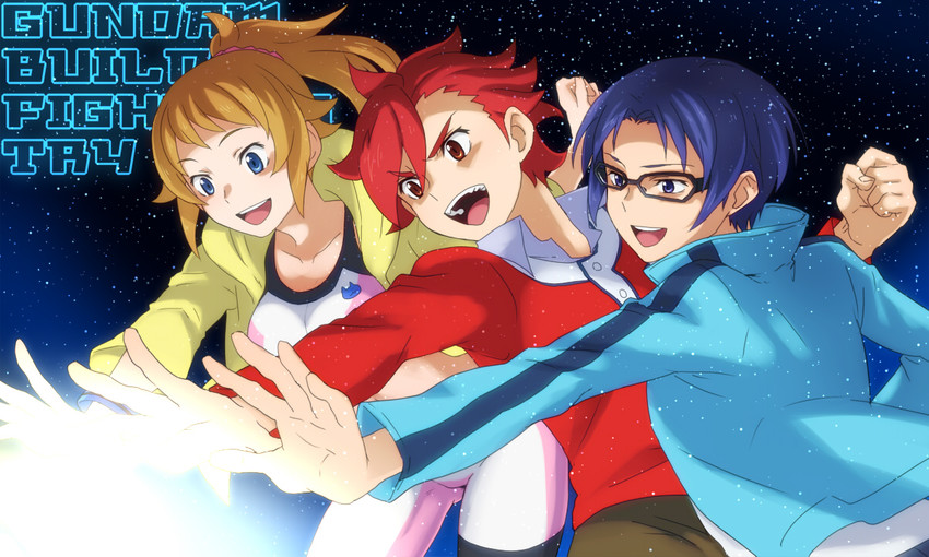 hoshino fumina, kamiki sekai, and kousaka yuuma (gundam and 2 more) drawn by @@@_(eckzahn)
