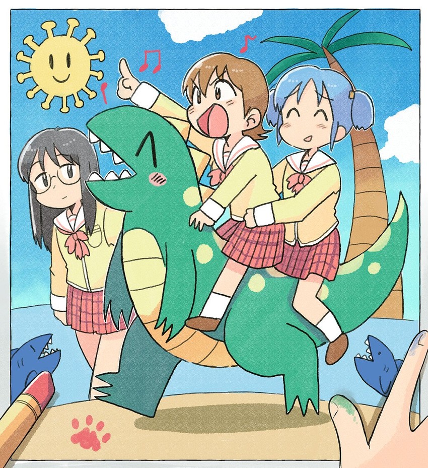 naganohara mio, aioi yuuko, and minakami mai (nichijou) drawn by tsubobot
