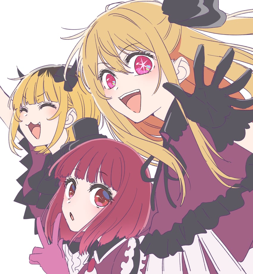 arima kana, hoshino ruby, and memcho (oshi no ko) drawn by hirayama_kanna