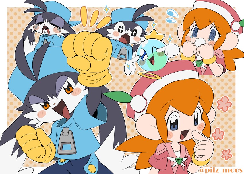 klonoa, lolo, and huepow (kaze no klonoa) drawn by koke_ojisan
