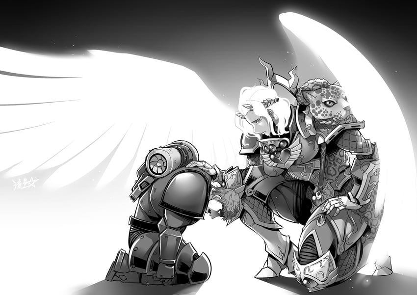 adeptus astartes and sanguinius (warhammer 40k) drawn by ryuusei_(mark_ii)