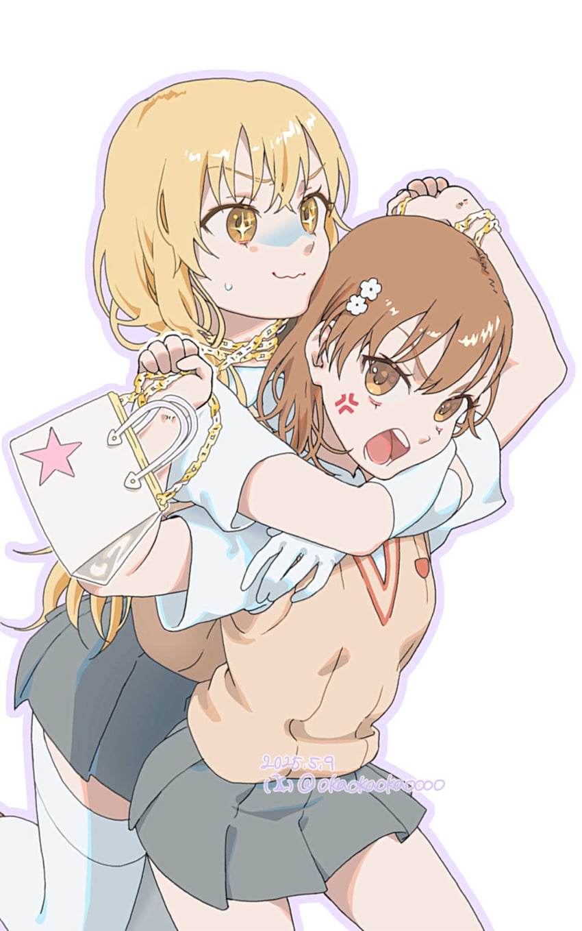 misaka mikoto and shokuhou misaki (toaru majutsu no index and 1 more) drawn by okaokaokaoooo