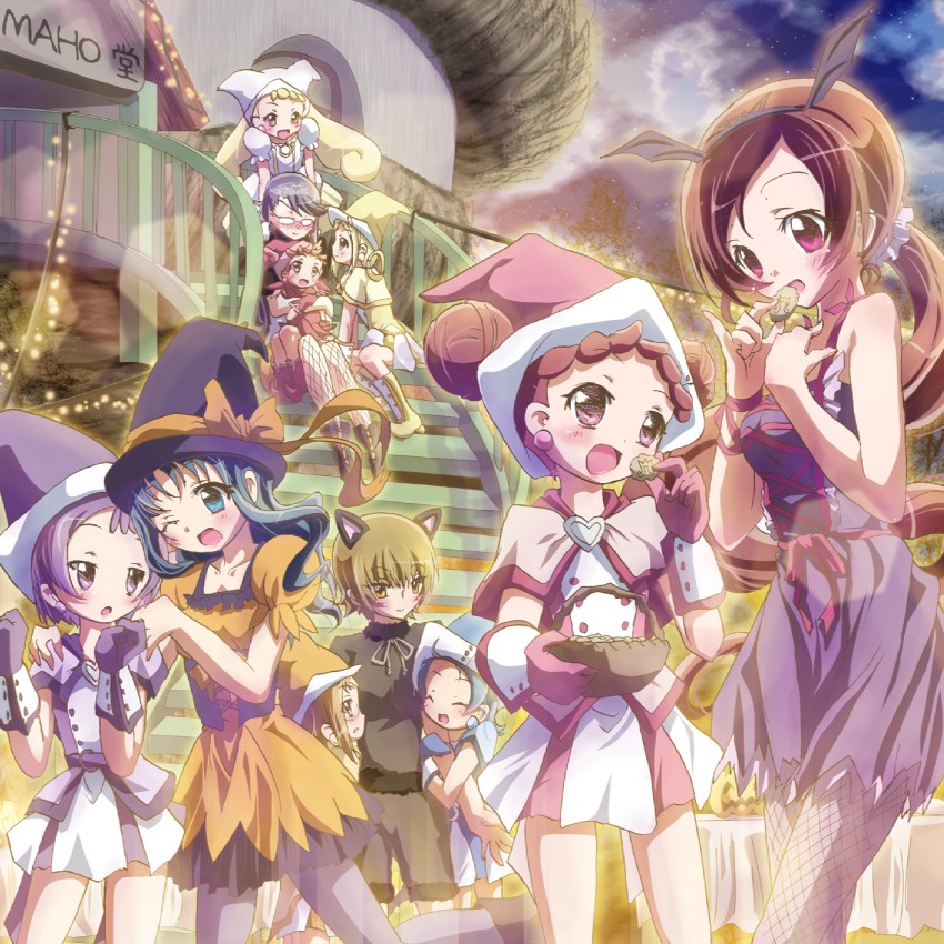 kurumi erika, hanasaki tsubomi, tsukikage yuri, myoudouin itsuki, harukaze doremi, and 6 more (precure and 3 more) drawn by inoshishi_(ikatomo)