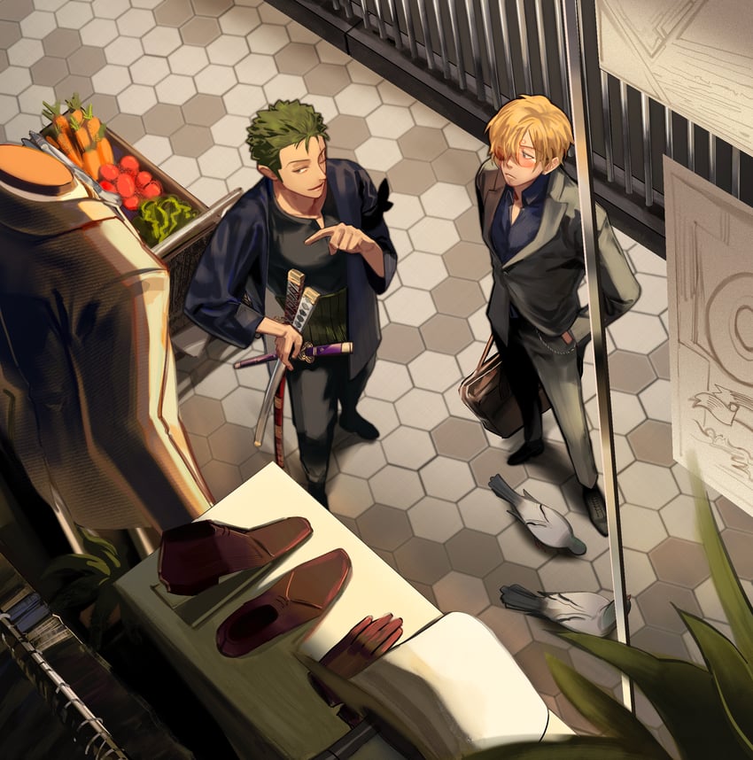 roronoa zoro and sanji (one piece) drawn by kotomine_(a1569)