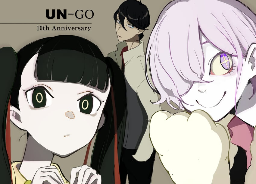 sasa kazamori, inga, and yuuki shinjuurou (un-go) drawn by renge_(042514)