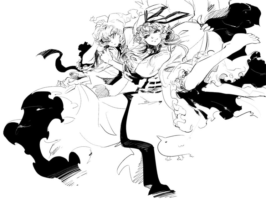 yakumo yukari and yakumo ran (touhou) drawn by tomotsuka_haruomi