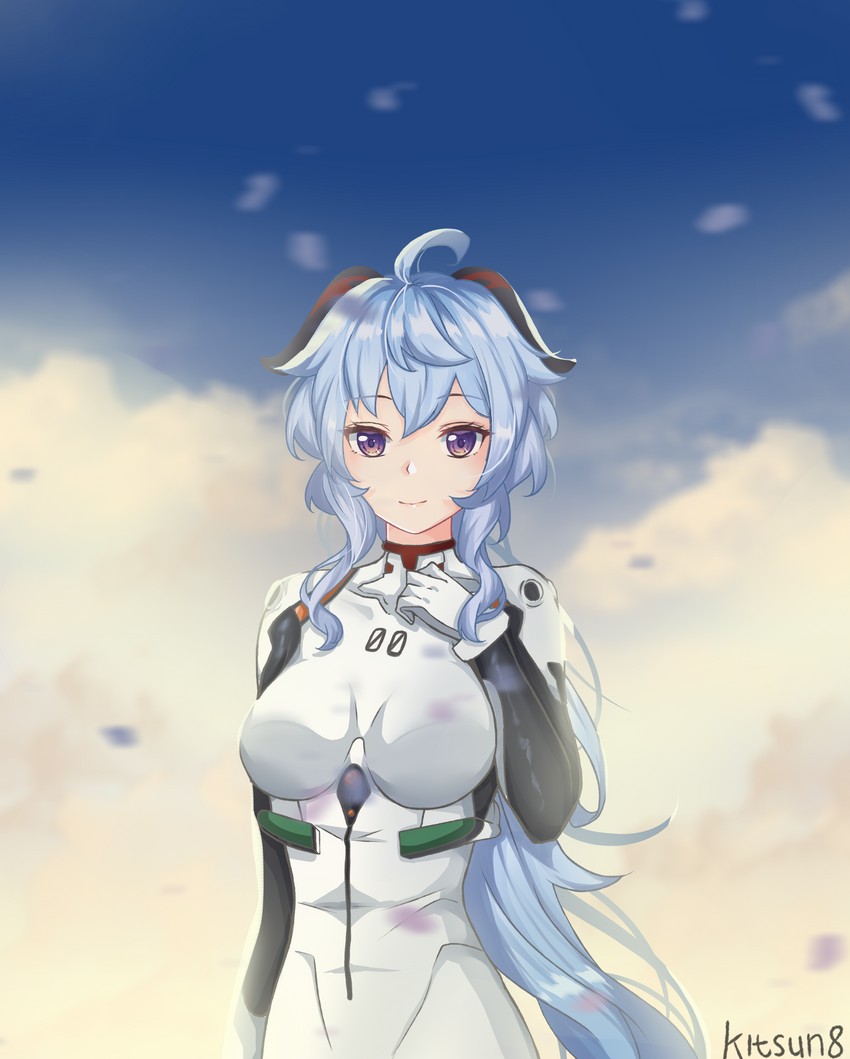 ganyu and ayanami rei (genshin impact and 1 more) drawn by kitsun8