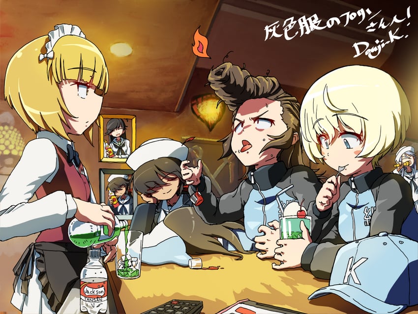 mika, isuzu hana, cutlass, ogin, flint, and 2 more (girls und panzer) drawn by kuroneko_douji