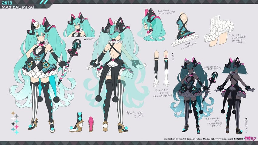 hatsune miku and magical mirai miku (vocaloid and 1 more) drawn by ni02_(asahi_nini)