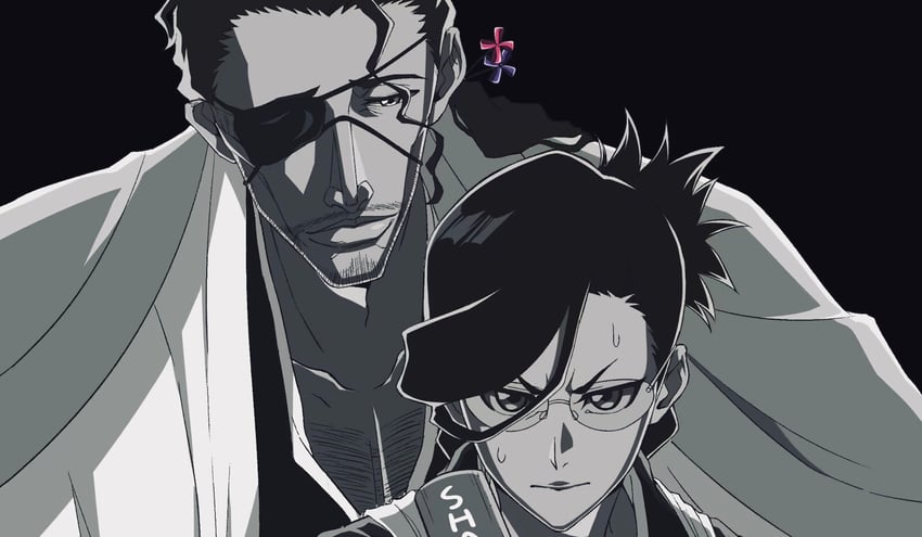 ise nanao and kyouraku shunsui (bleach and 1 more) drawn by 7l6cup9yzr1xu7d