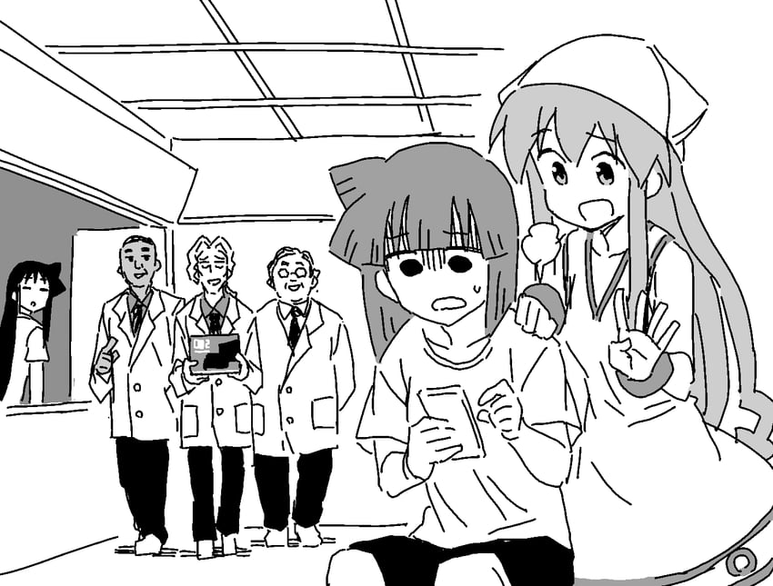 ikamusume, aizawa eiko, aizawa chizuru, martin, clark, and 1 more (shinryaku! ikamusume) drawn by anbe_masahiro
