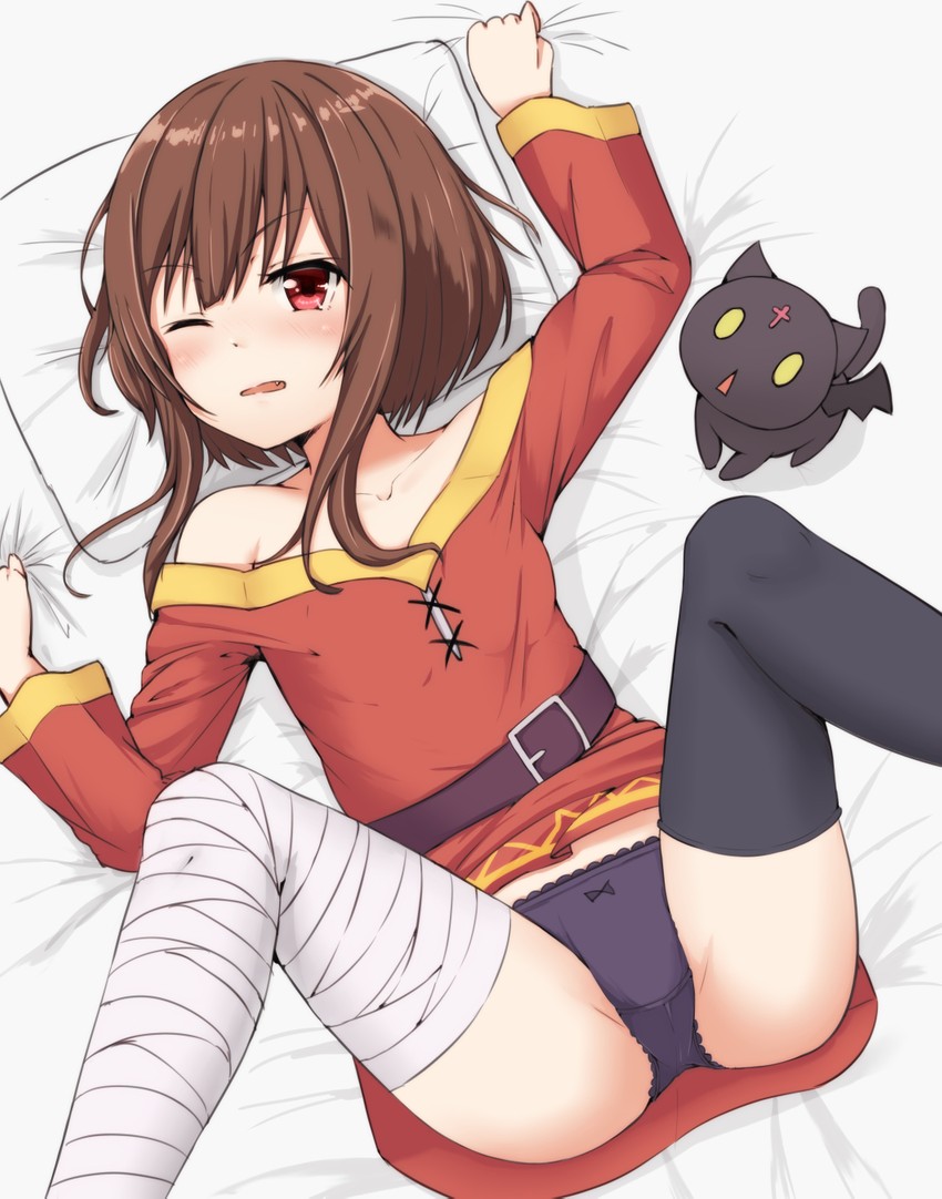 megumin and chomusuke (kono subarashii sekai ni shukufuku wo!) drawn by takasuma_hiro