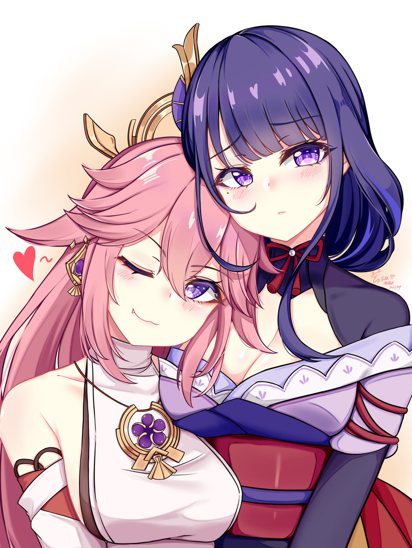raiden shogun and yae miko (genshin impact) drawn by ying_miao
