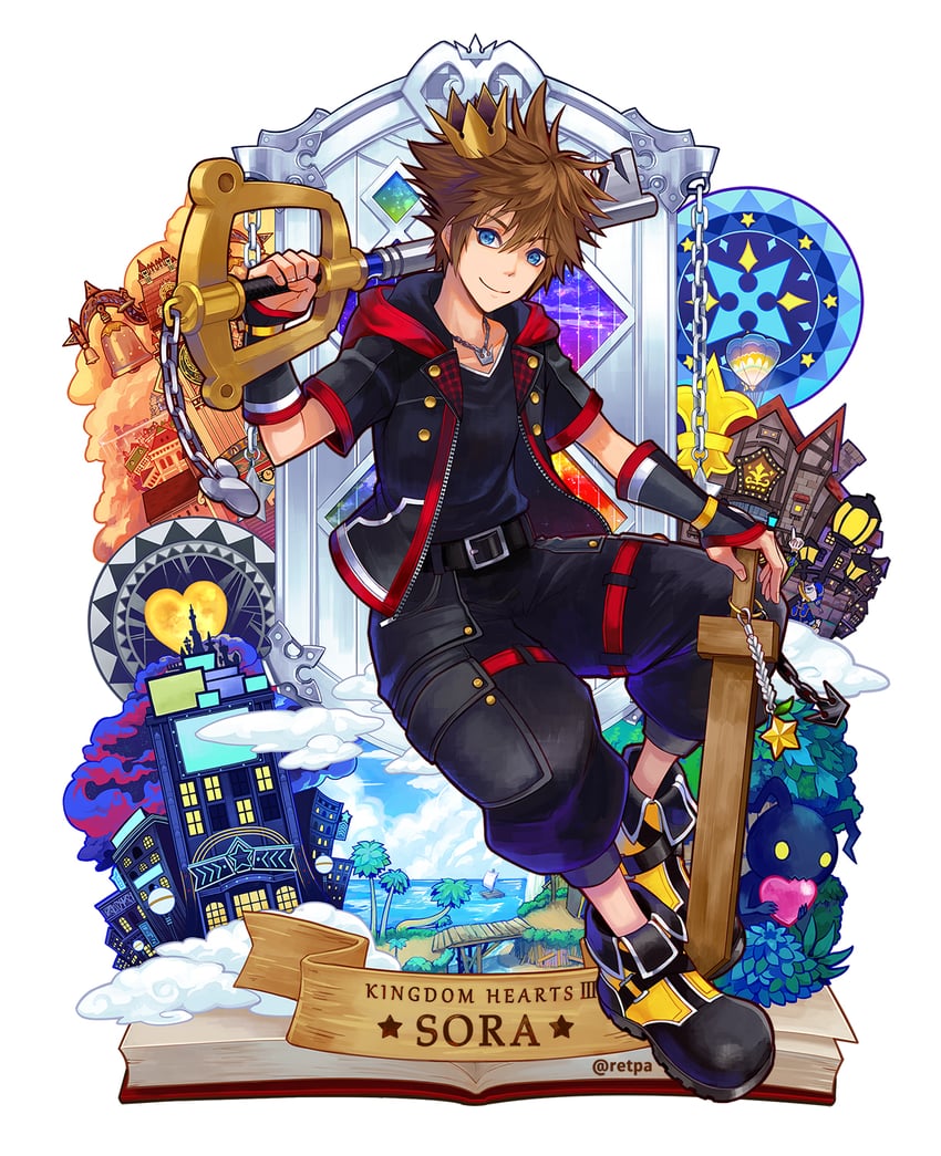 sora, donald duck, goofy, and shadow (kingdom hearts and 4 more) drawn by retpa
